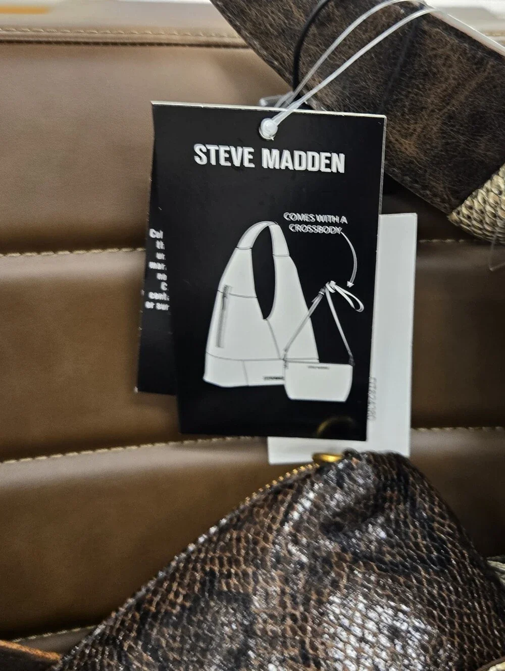 Steve Madden Patchwork Snake-Print Hobo Handbag